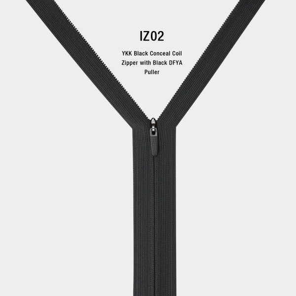 YKK Black Conceal Coil Zipper with Black DFYA Puller