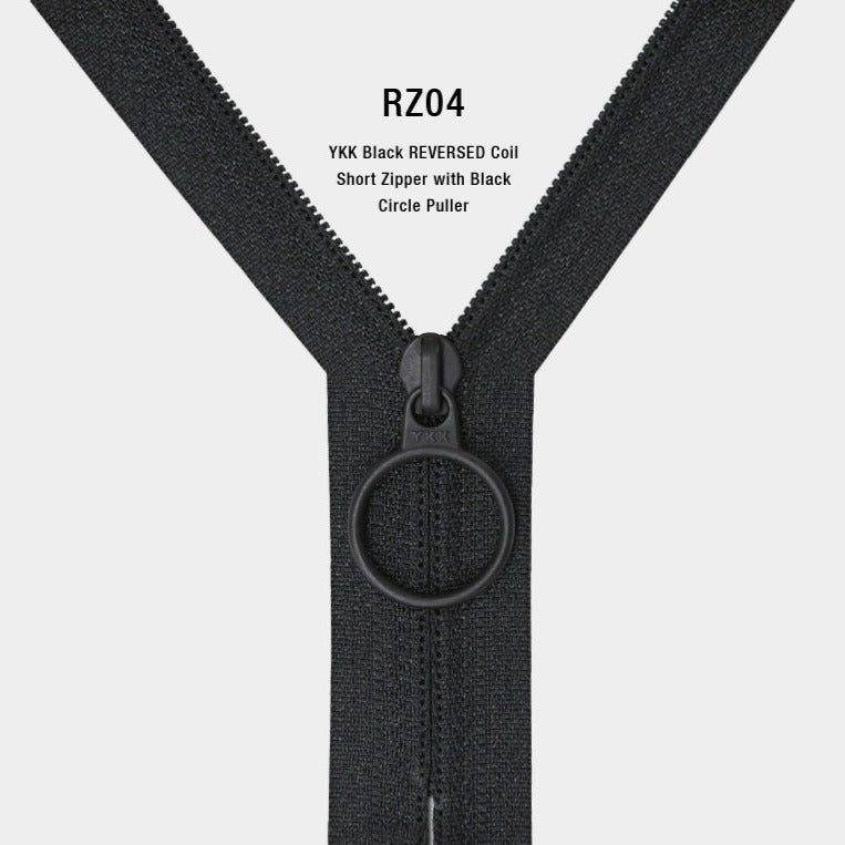 Zipper Sort YKK Black REVERSED Coil Short Zipper with Black Circle Puller – sobike ...