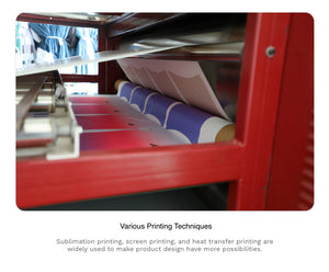 Various Printing Techniques
Sublimation printing, screen printing, and heat transfer printing are widely used to make product design have more possibilities.